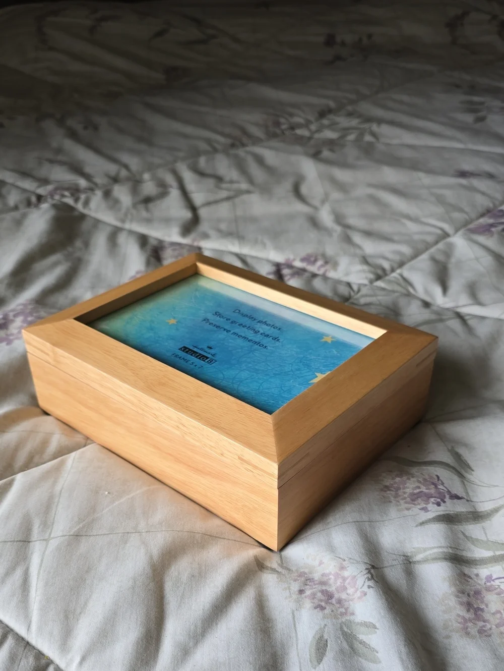 Hallmark Studio B Light Wood Photo Keepsake Box, Natural Wood